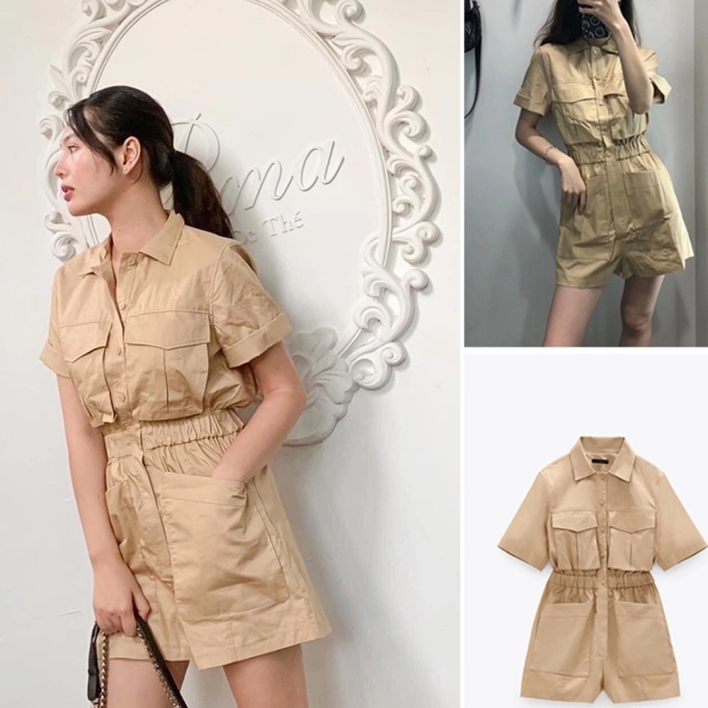 Zara Beige Jumpsuit/Playsuit/Romper